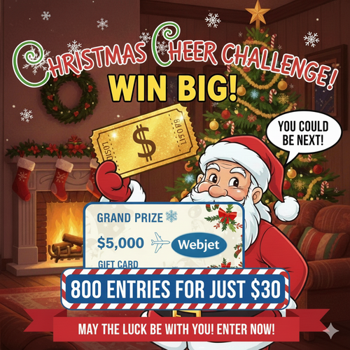 800 Entries for $30! Win $5k Webjet Card - Christmas Cheer