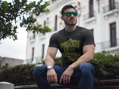 Overcome Every Challenge | Never Settle Fitness Motivation Tee