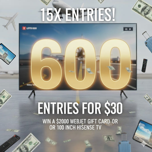 15x Entries! Win $2000 Webjet Gift Card OR 100" Hisense TV | 600 Entries for $30