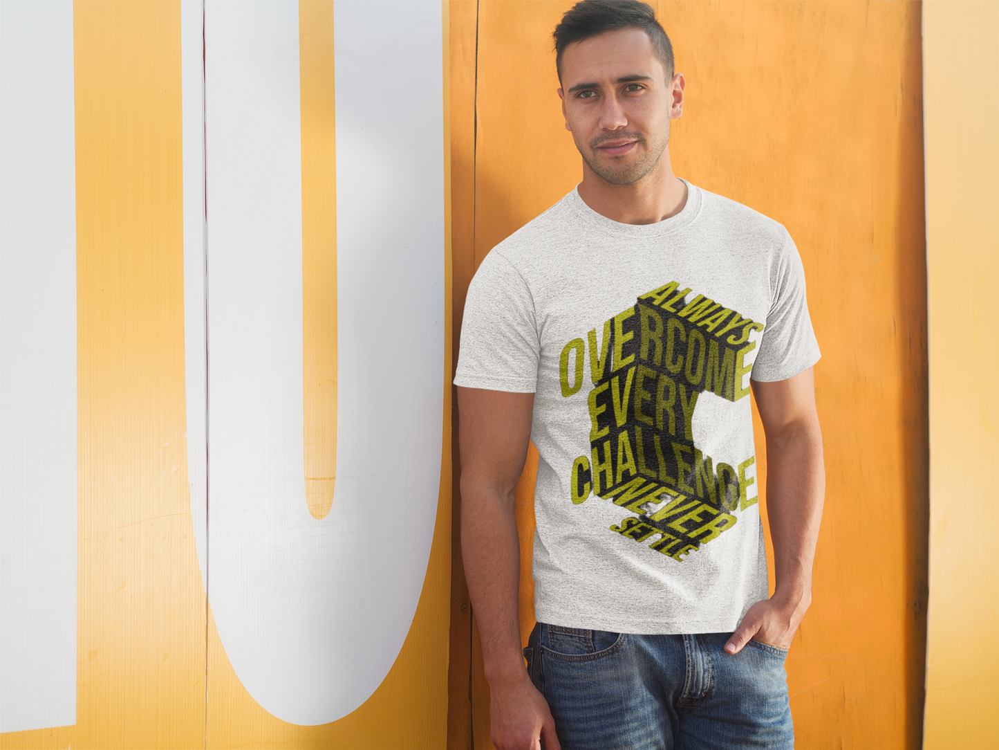 Overcome Every Challenge | Never Settle Fitness Motivation Tee